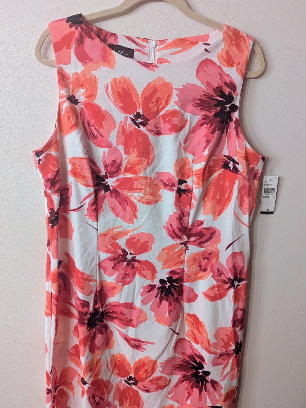 ALYX Dress Sleeveless Coral & Pink Floral Shift Dress 18